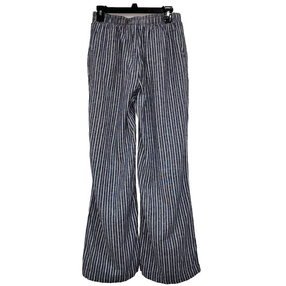 Briggs Womens Striped Pants Linen Blend Elastic Waist‎ Baggy Pull On Wide Leg  M - Picture 13 of 13